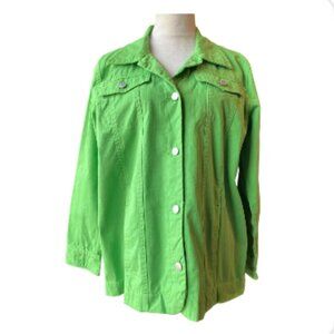 Tudor Court Lime Green Jean Jacket - Size Women's L (708-4)